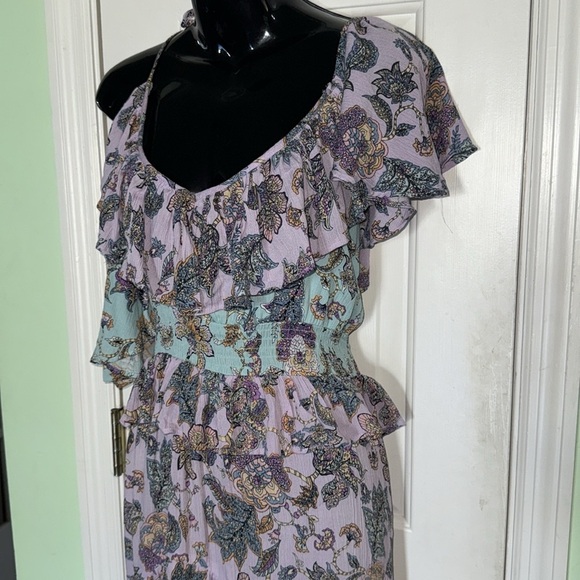 Aveology by Avenue Blue&Lavender Floral Ruffle Maxi Dress Summer Wedding Size 18 - Picture 2 of 11